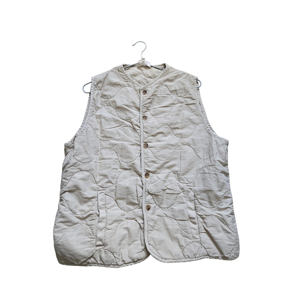 Octobre Editions Beige Quilted Onion Stitch Vest‎ Button Front Jacket M